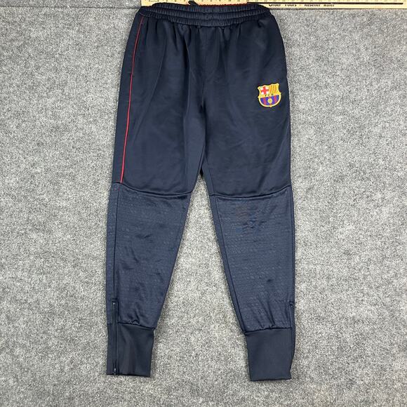 FC Barcelona Track Pants Mens M Blue Soccer Joggers Zippered Cuffs Logo